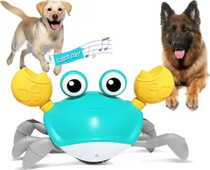 Crawling Crab Dog Toys, Escaping Crab Dog Toy with Obstacle Avoidance Sensor, Interactive Dog Toys with Music Sounds & Lights for Dogs Cats Pets, Gift for Puppy/Small/Medium Dogs