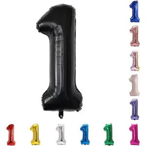 32 Inch Large Foil Helium Number Balloon Birthday Wedding Party 0-9 (Black, 1)