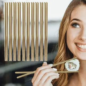 Set of 10 Stainless Steel Chopsticks Reusable Lightweight Metal Chopsticks for Daily Housewarming Party Dishwasher Safe