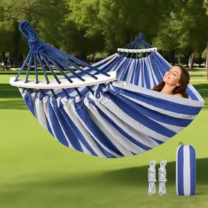 A New Curved Rod Hammock with Anti-Roll Function, Featuring a Brazilian Style, Comes with a Bag, Portable Camping Hammock, Includes Two Anti-Roll Balance Bars, Suitable for Travel, Yard, And Garden, Outdoor Garden Camping Hammock with Tree