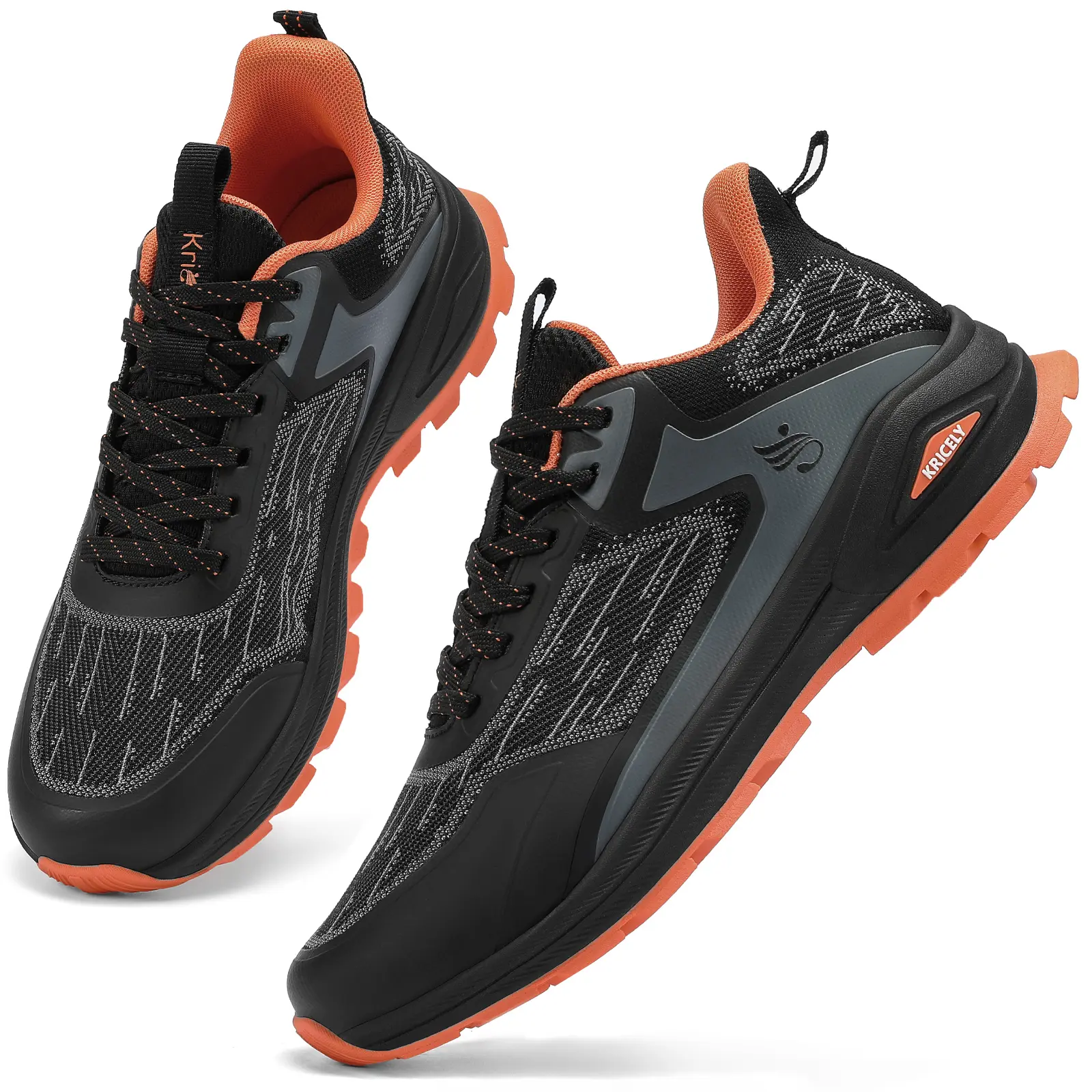 KRICELY Men's Fly-Knit Trail Running Shoes, Lightweight Breathable Athletic Sneakers, Closed-Toe Design with Excellent Grip for Trail, Travel, Foam, Men's Shoes, M, Outdoor Running Shoes, Rubber