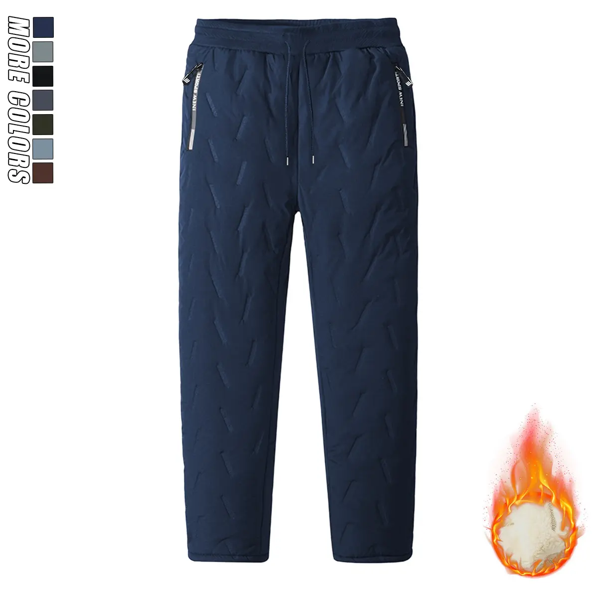 JOGWAVE men’s straight-leg casual pants with a drawstring waist and side zipper pockets; outdoor, thickened, warm design for autumn and winter hiking and everyday wear; upgraded thickened long pants suitable for men in fall/winter.