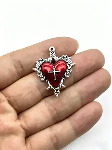 Heart-Shaped Bag Charm Gothic Style Heart-Shaped Rose Cross Available In Two Colors Stylish And Versatile Full Of Personality Complex Design For Bags And Keys Gifts For Friends & Couples Bag Chain Accessories