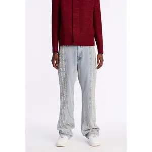 Stacked Slim Flare Pearl Stripe Jean - Light Wash