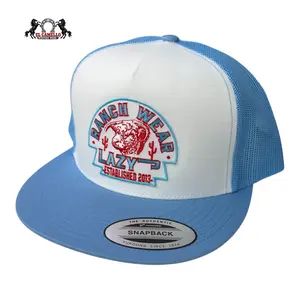 Lazy J Ranch Wear “Ranch Wear” White & Carolina Blue Snapback