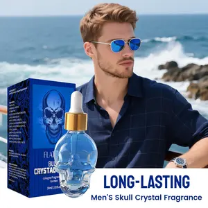 1 bottle of Blue Crystal Skull Fragrance Oil, scented fragrance, woody floral and fruity notes layered in, men's cologne 30ml portable travel size, long-lasting fragrance, a Valentine's Day surprise gift for boyfriend