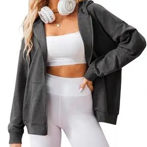 Women's Lightweight Hoodies Full Zip Up Oversized Sweatshirts with Pockets Long Sleeve Thin Casual Hooded Jackets
