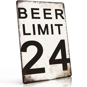 8x12 Inch Aluminum "Beer Limit 24" Metal Sign – Hilarious Bar Wall Art for Home Bar, Man Cave & Backyard Patio. Retro Highway Sign Style, Durable & Ready to Hang. Ideal Gift for Beer Lovers & Weekend Warriors.