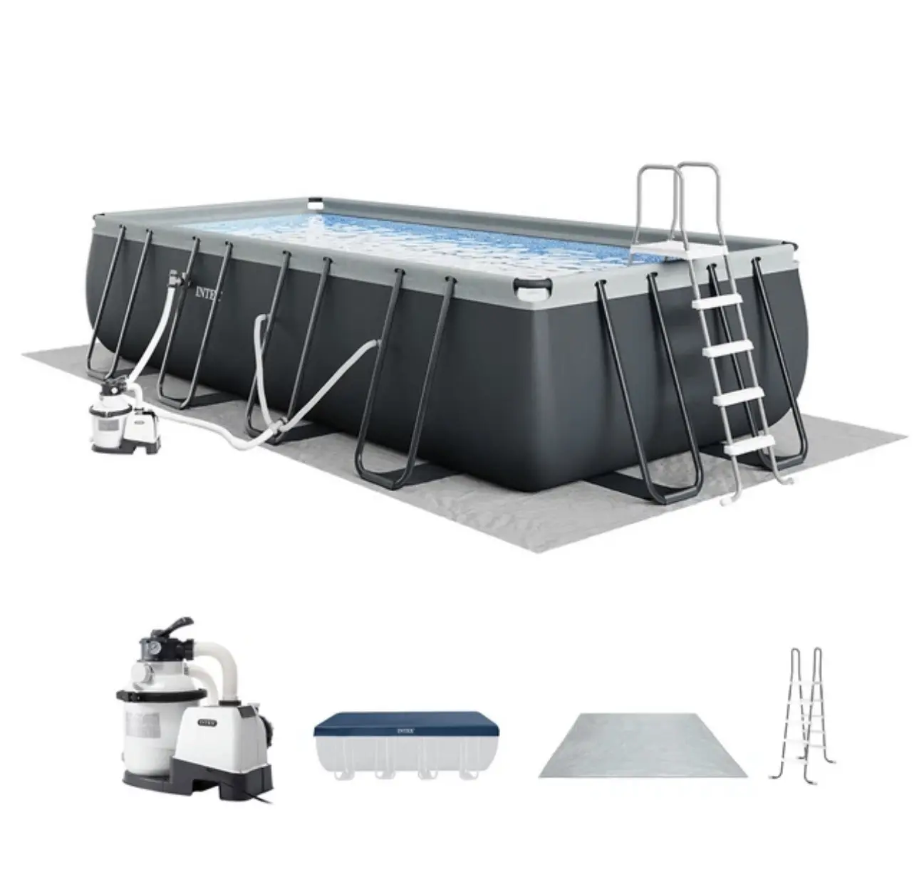 Bestway Power Steel 24' x 12' x 52" Rectangular Above Ground Swimming Pool Set