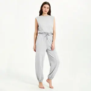 Women's Casual Jumpsuits Sleeveless Womenswear, One Piece Outfits with Pockets, Open Back Snap-button Romper, Lightweight Streetwear, Breathable Quick-drying for Sports Overalls,  Trendy jogger for Everyday Outings