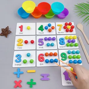 Math Learning Toy, Math Learning Tools, 1 Box Fun Colorful Number Recognition & Color Classification Game Toy, Educational Computing Clip Beads Toy for Gift
