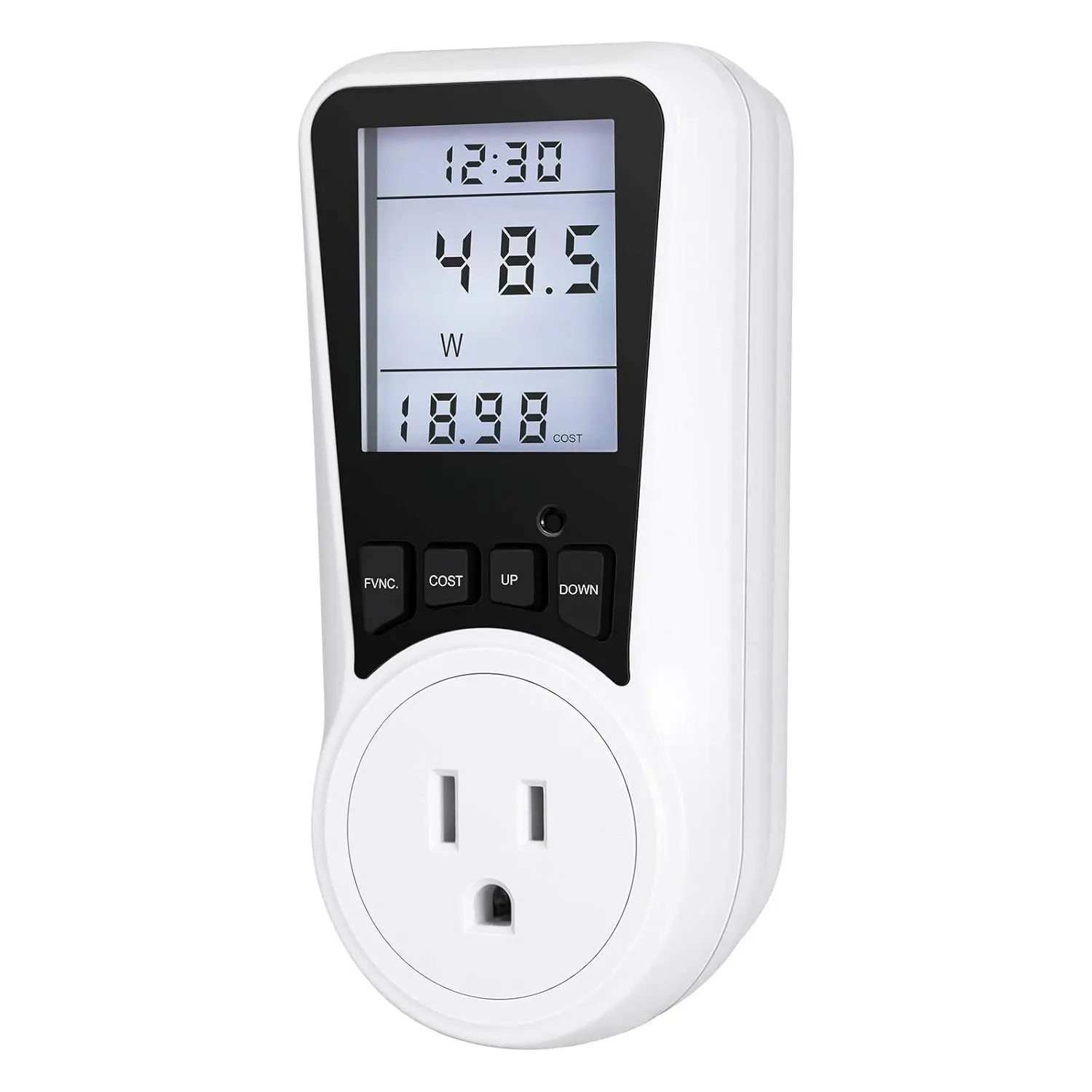 Watt Meter, Plug-in Socket Power Meter, Auto Cost Calculator, Backlit Large Display, Overload Protection, Kilowatt Wattage  AMP Tester, Electricity Usage Electrical Energy