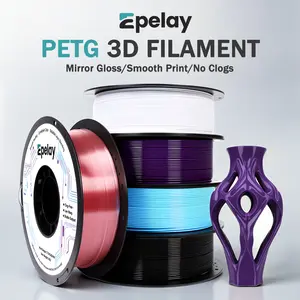 Epelay PETG 3D Printer Filament 1.75mm 1kg Tough Heat Resistant Low Stringing Mirror Gloss Smooth Print No Clogs for FDM Printers
