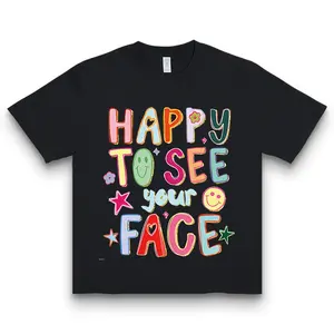Comfort  Happy to See Your Face Teacher Shirt Hand Drawn Colorful Doodle Stars Messy Glitter Teacher T-shirt Appreciation Gift Tee