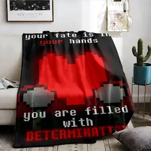 U-Undertale Game Throw Lightweight Flannel Summer Nap Blanket, Soft Cozy AC Blanket for Air Conditioner Room, Breathable Skin-Friendly Comfortable Touch No Shedding, Ideal for Sofa Bed Office Travel Camping Home, Affordable Gift