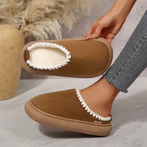 Women's Suede Slippers Fuzzy Memory Foam House Shoes Lightweight Home Fleece Fluffy Winter Warm Indoor Outdoor Mini Snow Boots