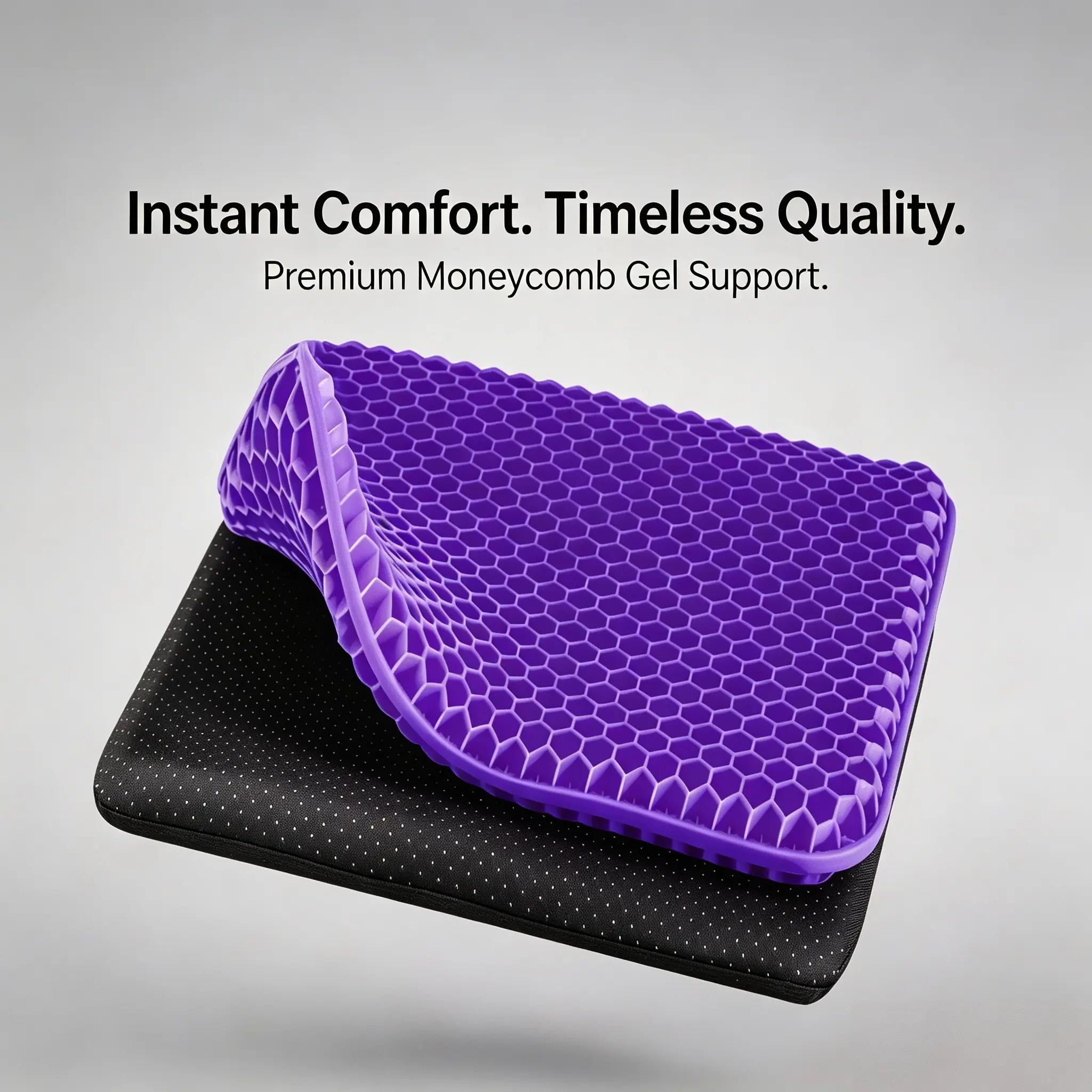 3-Piece Ergonomic Gel Seat Cushion with Non-Slip Cover, Breathable Honeycomb & Flexible Grid Structure for Car, Office Pain Relief, Cushioned Indoor Recreation
