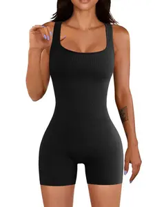 Women's Seamless Yoga Bodysuit, High Waist Slim Fit, Breathable Fabric, Casual Home Wear, Comfortable Stretch Material, Tummy Control Jumpsuit