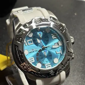 Invicta Bolt Men's Round Chronograph Analog Quartz Watch - Date Function, Blue Dial, Durable White Silicone Strap, Durable Quartz Watches