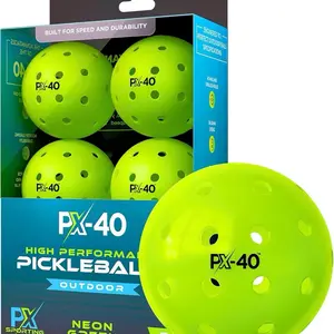 PX Sporting PX-40 NeonMax Outdoor Pickleballs High Visibility USAPA Tournament Grade 40 Holes Crack Resistant High-Speed Performance