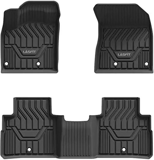 LASFIT Floor Mats - Custom Fit TPE Floor Liners for 2021-2023 Nissan Rogue, All-Weather Upgraded, 1st & 2nd Row, Black, Car Mat Accessory, Mat Floor Mats