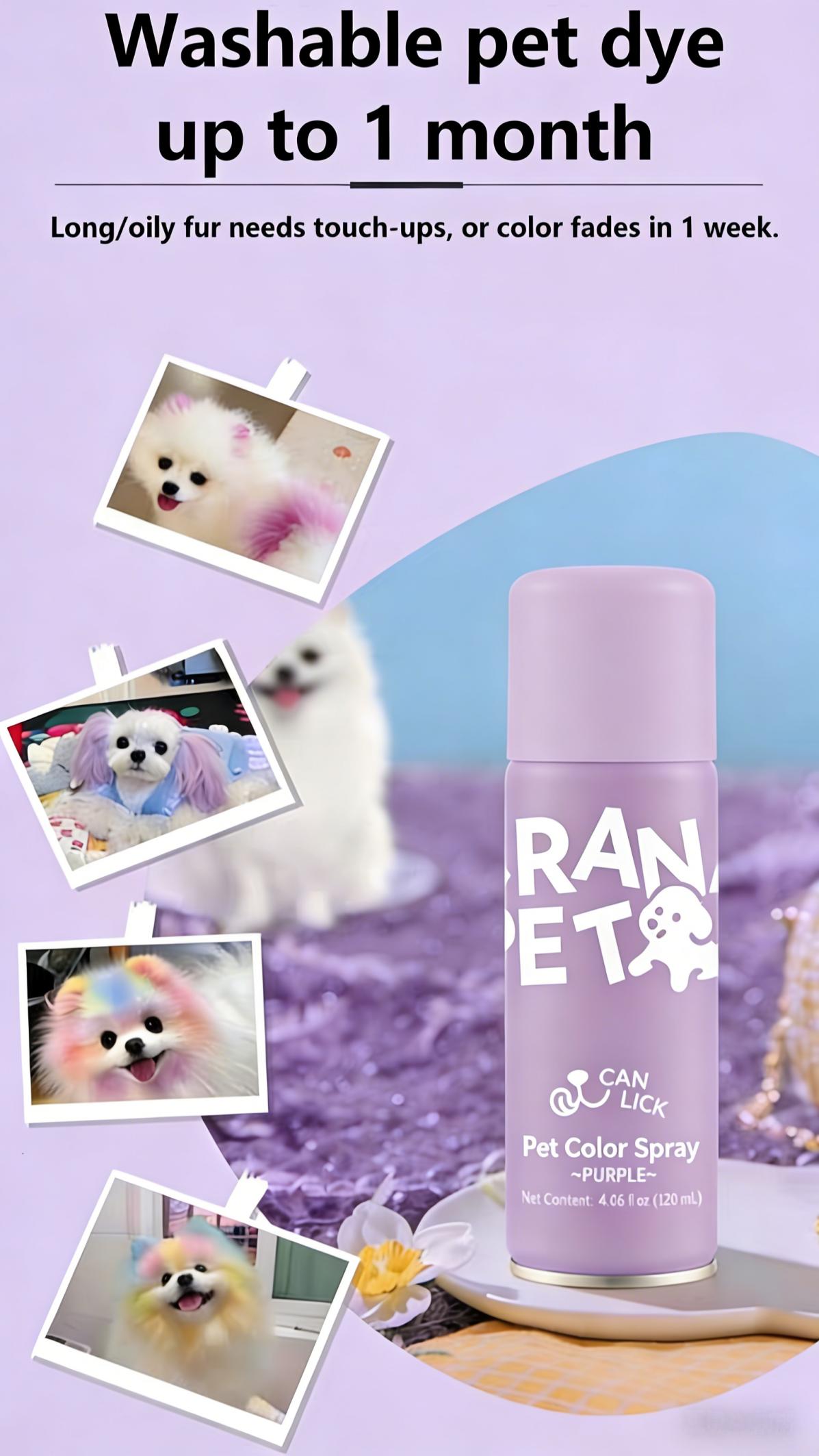 Canine hair dye, food-grade pigment canine hair dye, non-toxic pet hair dye, suitable for dogs, cats and all pets, can be used after bathing.(Two-bottle set)