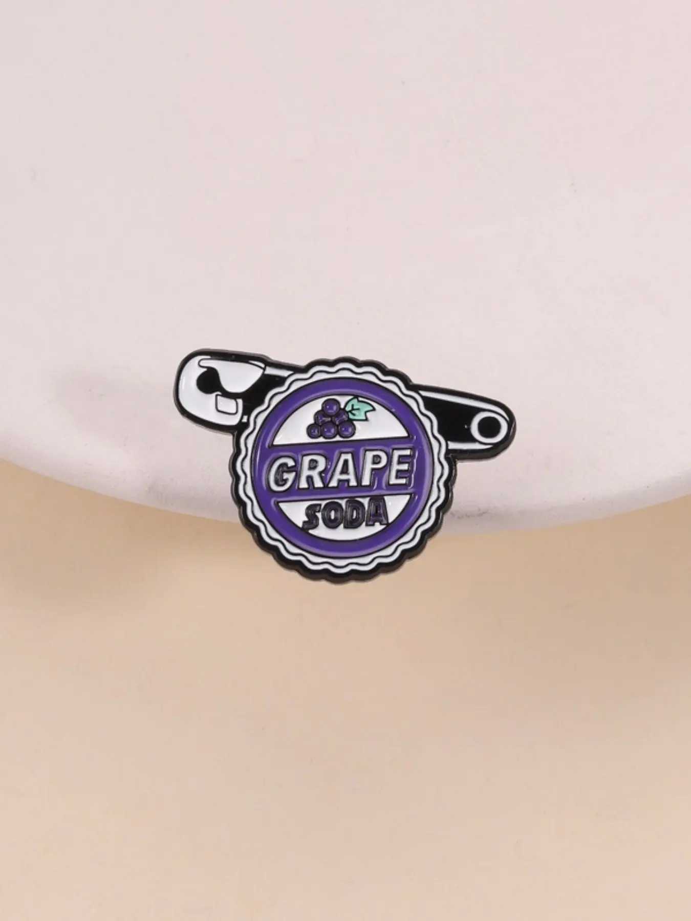 "Grape Soda" Bottle Cap Enamel Badge Brooches, Fun Classic Movie Merchandise, Fashion Accessory, Neutral Design, Perfect Gift for Friends