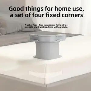 4-piece set of invisible bed sheet fasteners, seamless and durable polypropylene material, white with anti-slip design, suitable for all sizes of headboards and side rails, Corner Sheet Holders