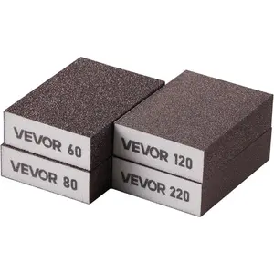 VEVOR Sanding Sponge, 4 Pcs, 60/80/120/220 Grit Assortment, Washable and Reusable Sanding Blocks for Dry Wet Use, Coarse to Fine Sandpaper Blocks, for Polishing Drywall Wood Plastic Metal FurnitureVEVOR Super Brand Day