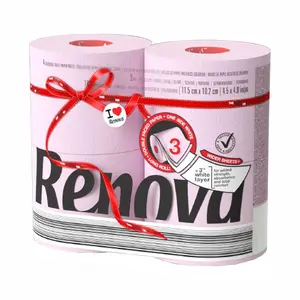 Renova Colored Toilet Paper 3-Ply – 4 Rolls Set – Soft Decorative Bathroom Tissue in Multiple Colors (Rose, 4 Count (Pack of 1))