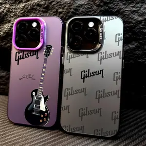 PIKPAKA Guitar G-GiBSon Phone Case Matte Laser Metallic Phone Case for iPhone 17 16 15 14 13 12 Pro Max Air | Aurora Gradient Finish | Smooth Matte Texture | Durable Scratch Resistant Anti Fingerprint Full Protection Cover