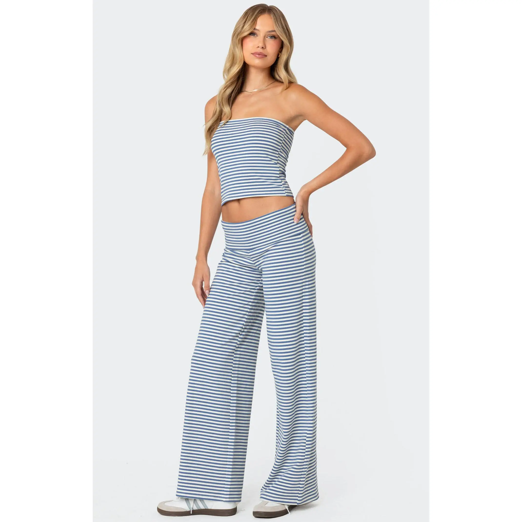 Edikted Women's Lilah Striped Fold Over Pants Edikted Women's Lilah Striped Fold Over Pants
