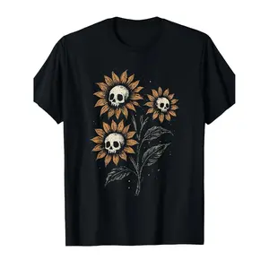 GothicSunflowerTShirtFeaturingCuteCreepyAndGrungeY2KStyleDesign