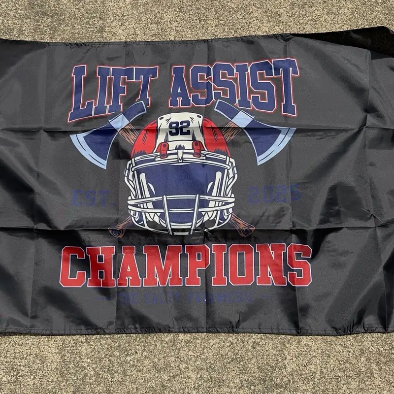 Lift Assist Champions Station Flag, 2x3 ft Fire/EMS Sports Collectible Flag, Decorative Banner for Display
