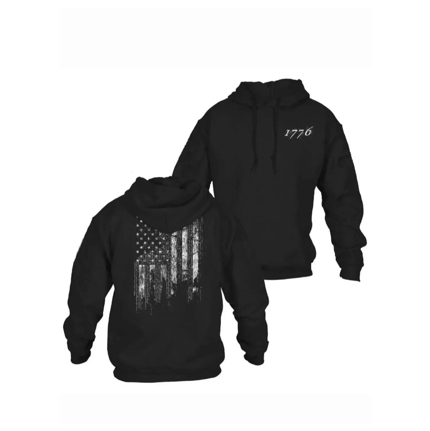 Men's Ultra-Soft Stretchy Seam Moisture-Wicking Hooded Sweatshirt - 1776 Patriotic Flag Graphic, Streetwear Vibe for Casual Weekends, Patriotic Pick for Events, Multiple Size, Athletic Layering Top, 4th of July XL