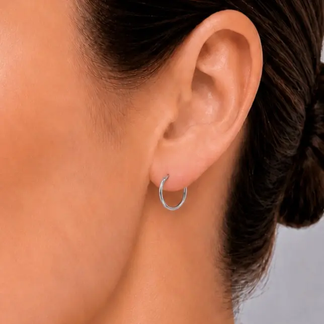925 Sterling Silver Huggie Hoop Earrings (1 Pair)
