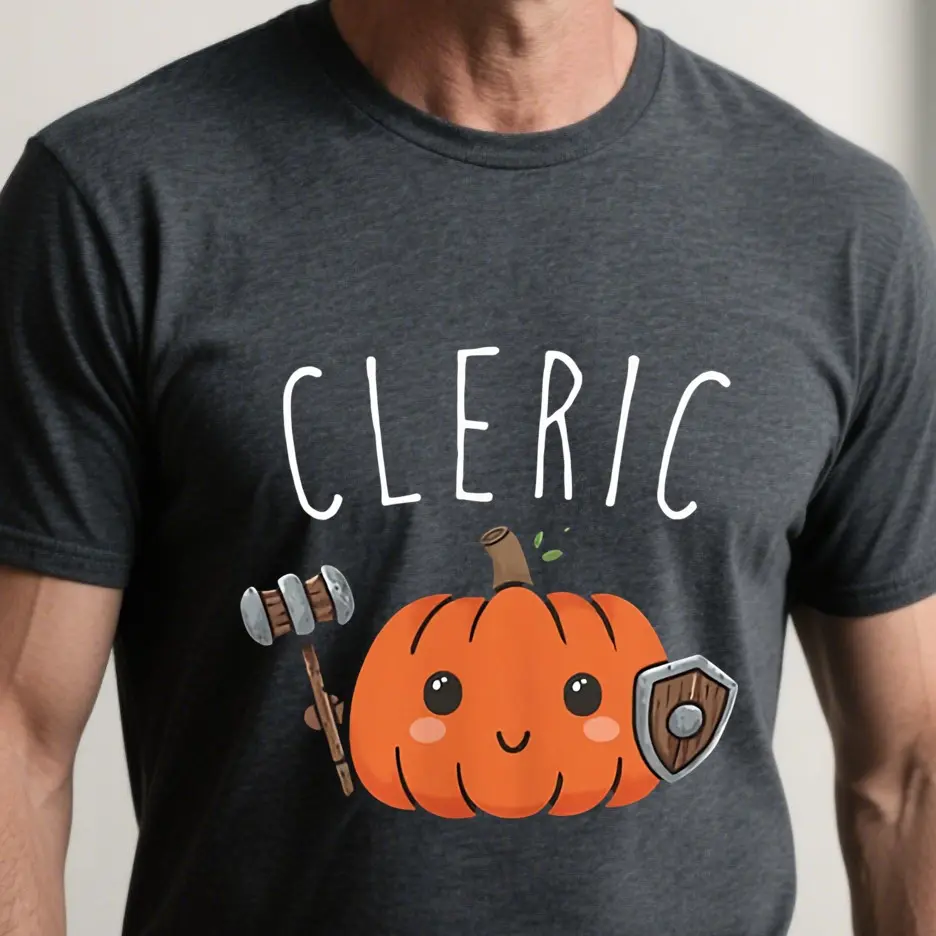 DnD Halloween Cleric Shirt, D&D Halloween Pumpkin Tshirt, Dungeons and Dragons Character Class T-Shirt, Roleplaying Group Costume, unisex shirt