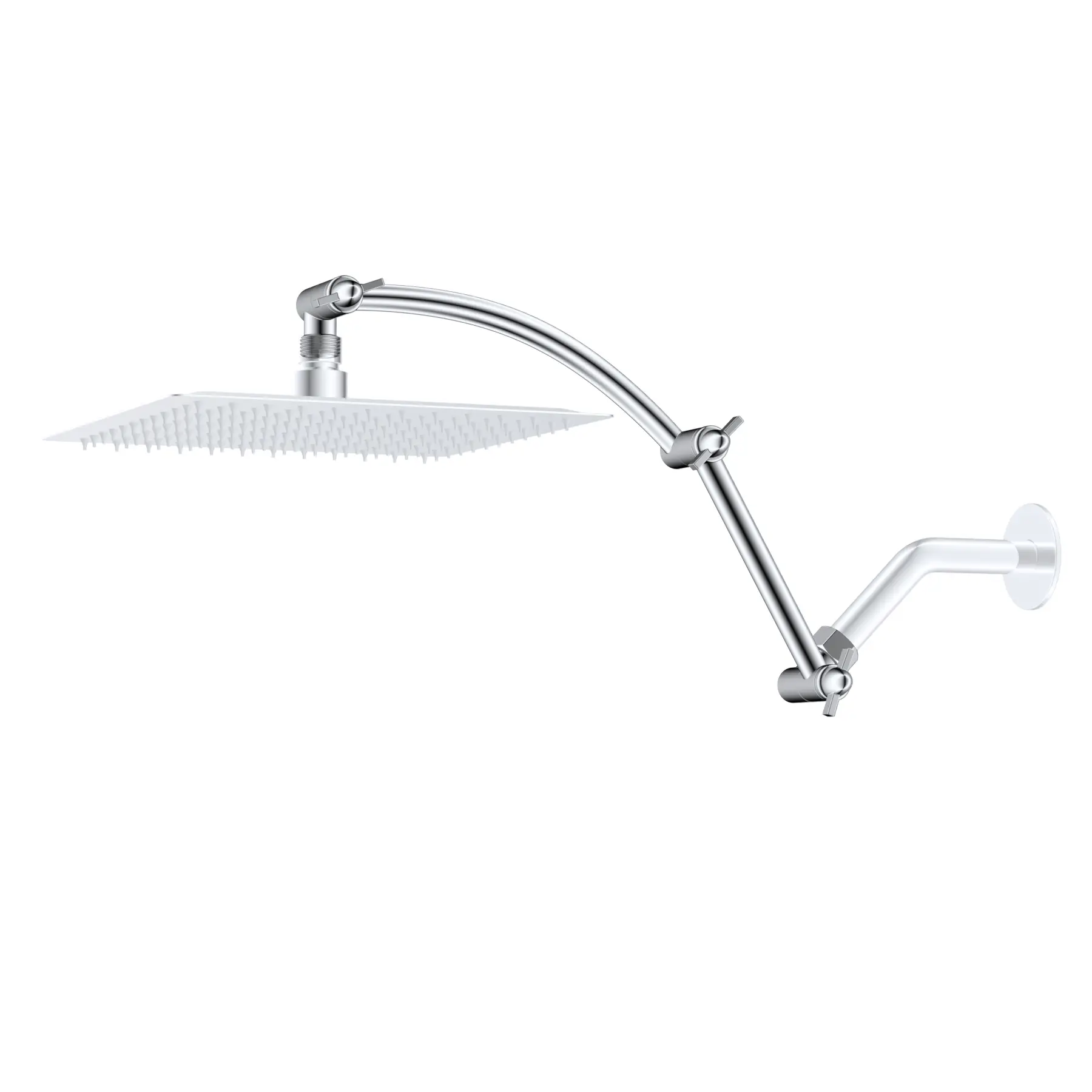 Hibbent All Metal 16'' Shower Head Extension Arm Solid Brass Flexible Height & A...