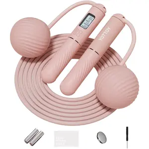 Cordless Jump Rope with Counter – 2-in-1 Ropeless & Weighted Jump Rope for Women with LCD Display YOTTOY