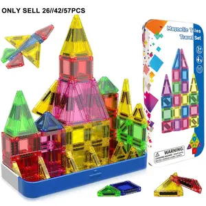 26/42/57pcs Mini Magnetic Creative Building Blocks Set, Magnetic Building Tiles, Travel Kit with Storage Box, Bright Colors, Fun Design, Birthday Gift for Boys and Girls