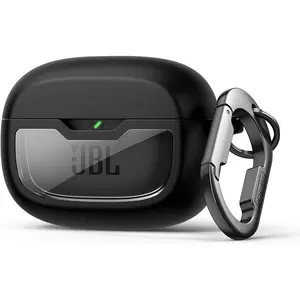 Case Cover for JBL Vibe Beam/JBL Vibe Beam 2/ JBL Vibe 200TWS Earbuds, Shockproof Magnetic Protective Headphone Cover, Rugged Bumper Case with Carabiner & Cleaning Kit & Removal Tool, Black