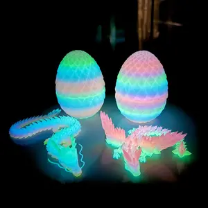 4pcs 3D printed dragon egg pterosaur egg model toys, flexible joint animal doll statues, home and office desk decorations, holiday surprise gifts