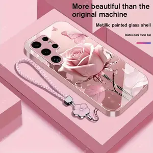Suitable for [Galaxy S24 Ultra] high-end phone case，a beautiful four-leaf clover lanyard is included,exquisite and high-end design,a variety of colors are available for you to choose from YM99