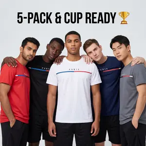 5-piece men's daily casual short-sleeved crew neck T-shirt, breathable and lightweight, Outdoorfun，suitable for summer sports and leisure wear, outdoor clothing, comfortable and breathable stretch fabric men's tops