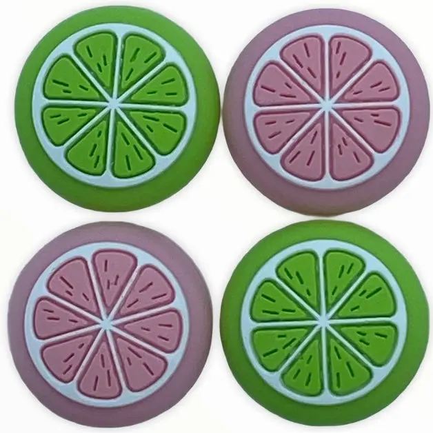 JenDore Pink & Green Fruit 4Pcs Silicone Thumb Grip Caps for Nintendo Switch