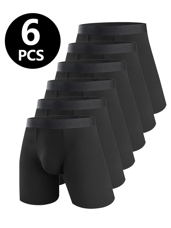 6-Pack Big & Tall Men's Long-Length Sports Boxer Briefs, Loose-Fit Breathable Multi-Functional Boxer Shorts Multipack