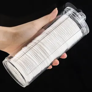 Transparent Acrylic Cotton Pad Storage Box with Lid, Transparent Cover, High-End Plastic Cosmetic Organizer, Polished Finish, Lightweight Independent Bathroom Storage, Cute Appearance