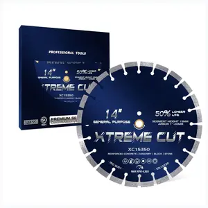 14 Inch Diamond Concrete Saw Blade, Segmented General Purpose Blade Dry/Wet Cutting Concrete, Reinforced Concrete, Masonry, Brick, Block,1"-20mm Arbor