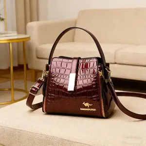 Fashion Trend Women's crossbody Red Exquisite Shoulder Messenger handbag Bright Leather Bucket Bag for Daily Travel and Holiday Appointments Red Charol Purse Mother's Day Gift