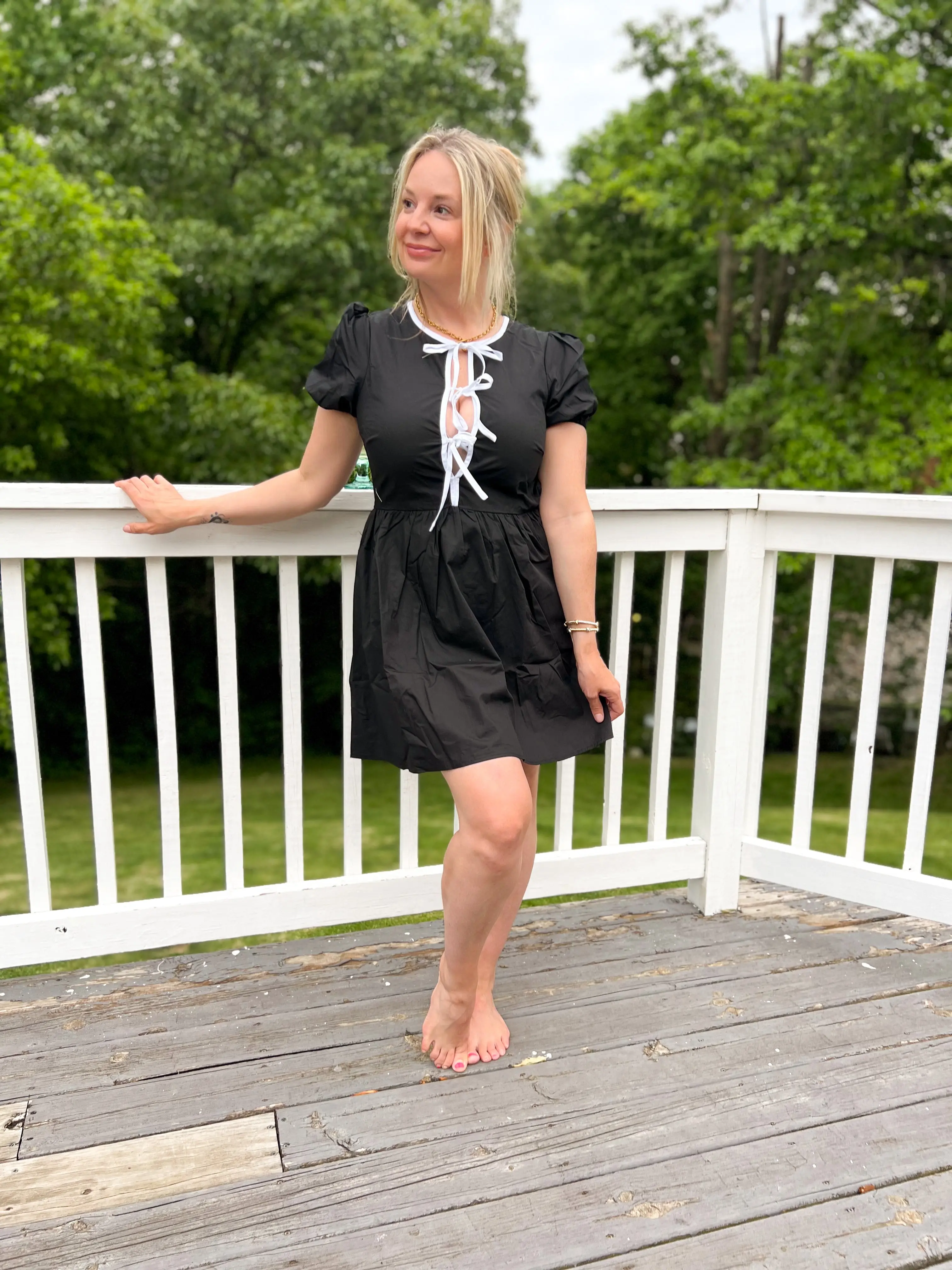 Isabelle Front Tie Black Dress